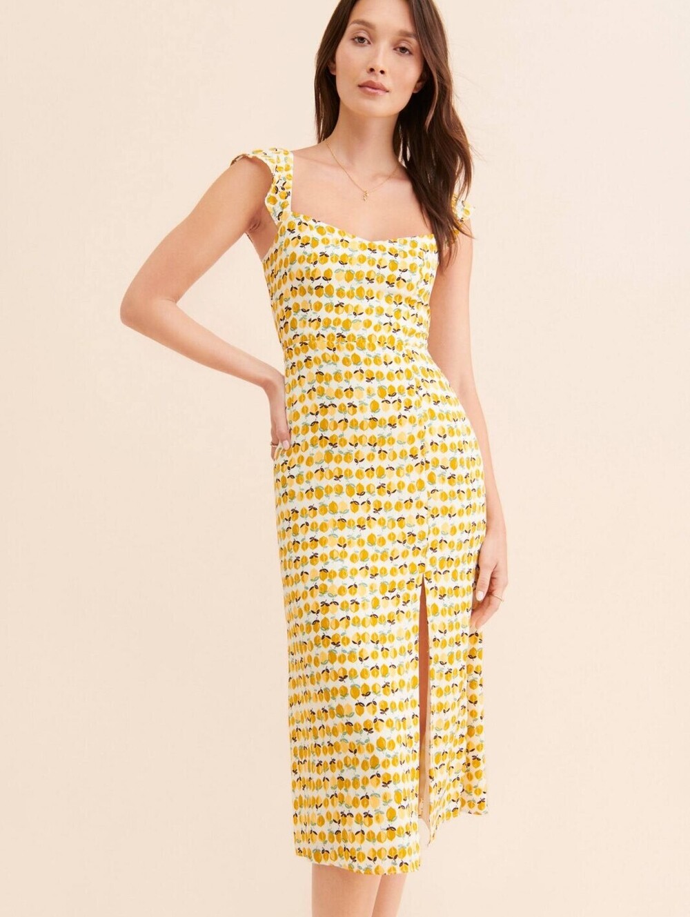 Anthropologie En Elly Lemon Printed Midi Dress